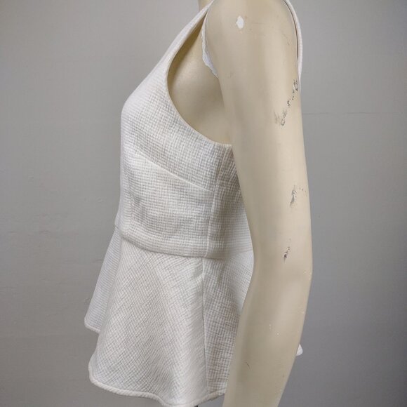 NWT HD in Paris white textured sleeveless peplum blouse top ladies size 8 - Picture 6 of 8